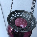 Lantern suspension blown glass purple and metal