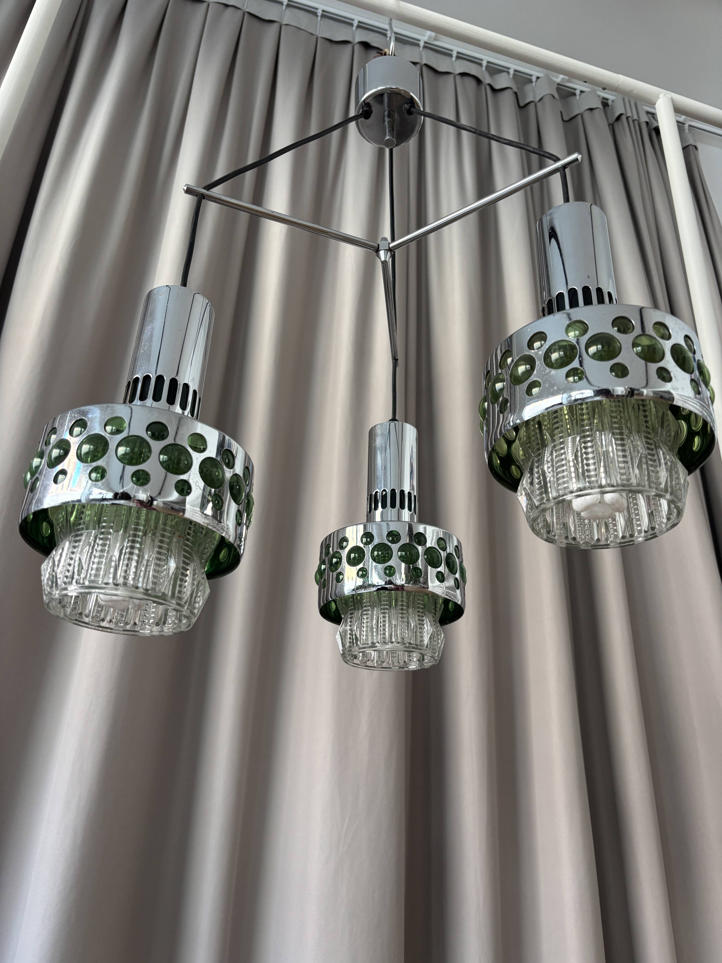 Massive Space Age Chrome Chandelier – 1970s