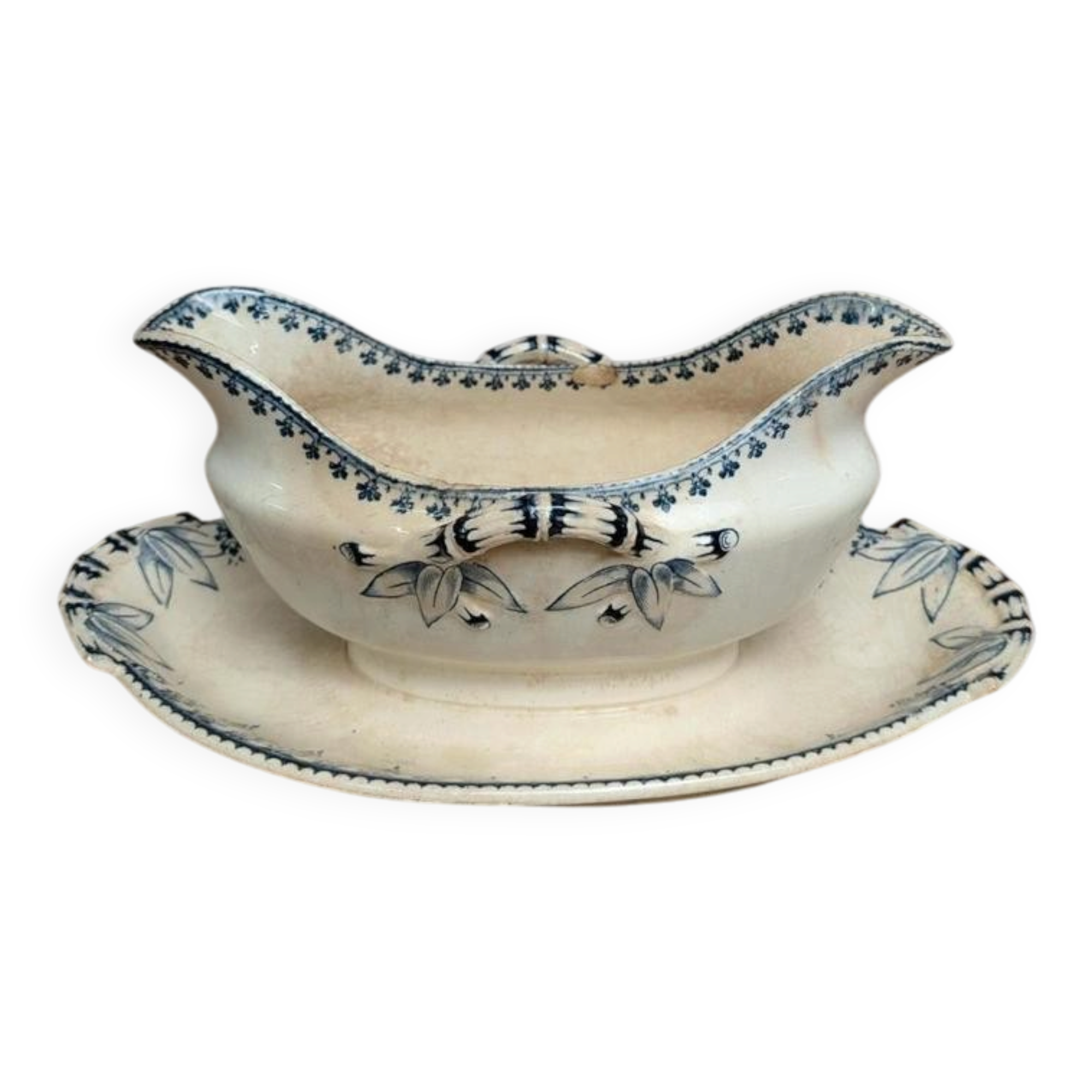 Sauceboat Terre de fer Sarreguemines Digoin model Alger