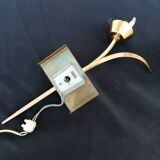 Golden wall lamp in brass and vintage glass 1950