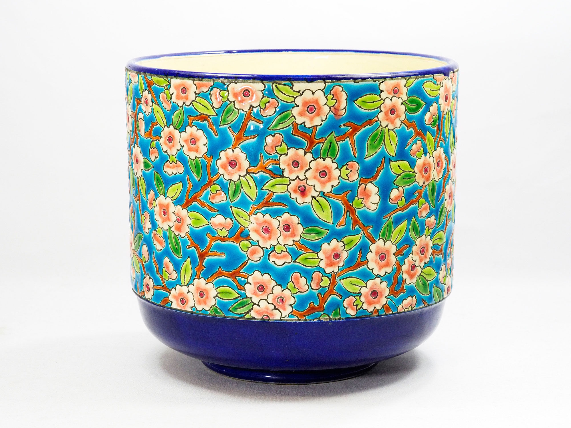 French Art Deco Longwy Faience Cachepot 1940s