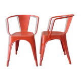 Pair of chairs A 56 - Tolix - Jean Pauchard - 1950-70 - vermilion Red