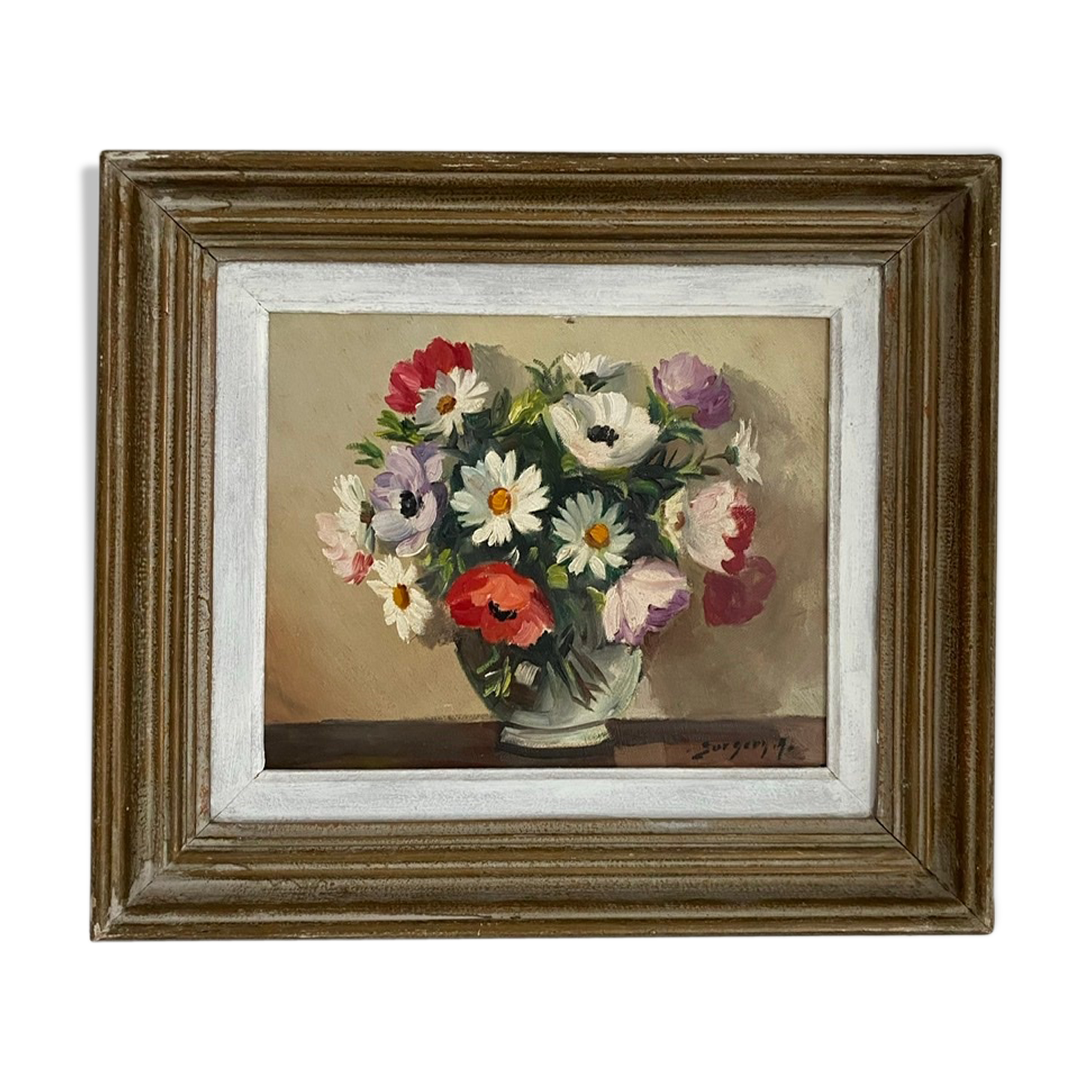 Painting, still life with wildflowers by surgeon 20th century