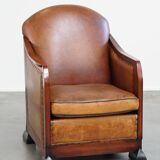 Fauteuil Art Déco en peau de mouton, unique, majestueux et confortable