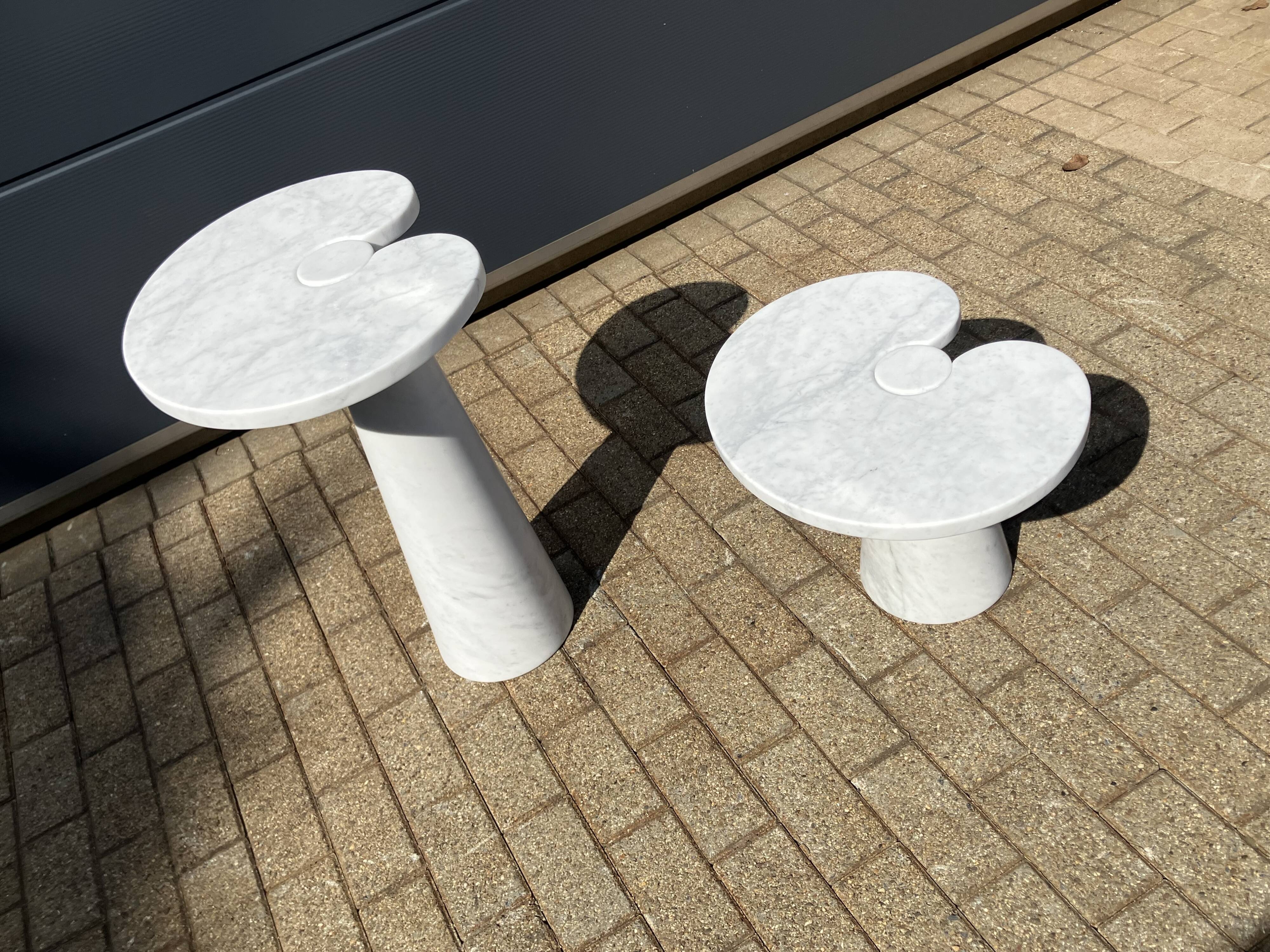 2x Eros Side table Angelo Mangiarotti Carrara marmer Nieuwstaat!