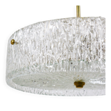 J.T. Kalmar Lustre pendant light in brass and textured glass, 1950s