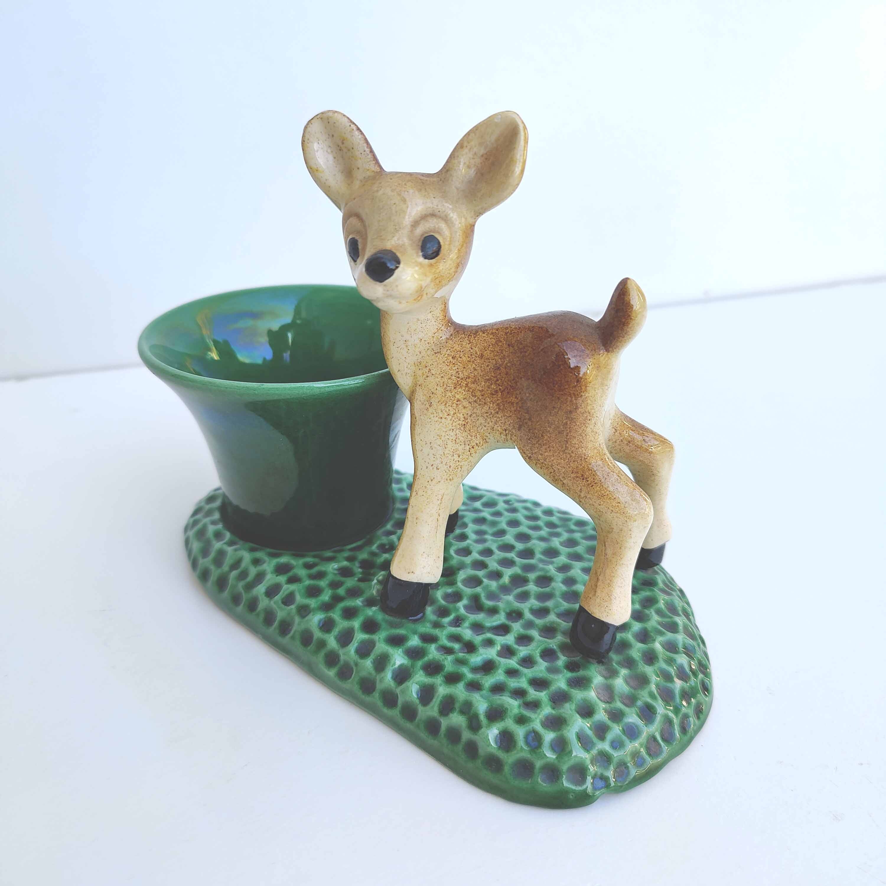 Old empty inkwell ceramic fawn pocket