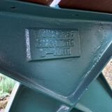 Designer garden bench with cast iron legs. Unique piece.