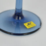 6 crystal glasses Florian Blue Light & Music by Luigi Bormioli, Italy of the 1980s