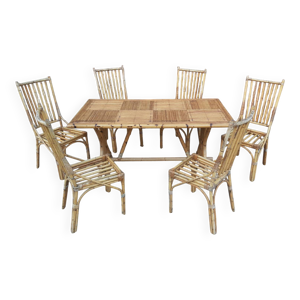 Table et 6 chaises en - rotin