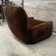 Vintage chocolate velvet armchair 1970 (roset line rock ducaroy)