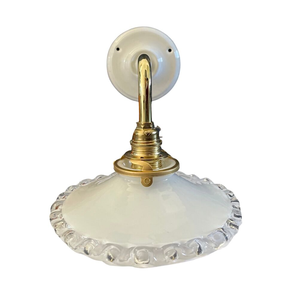Vintage wall lamp in white opaline electrified to nine