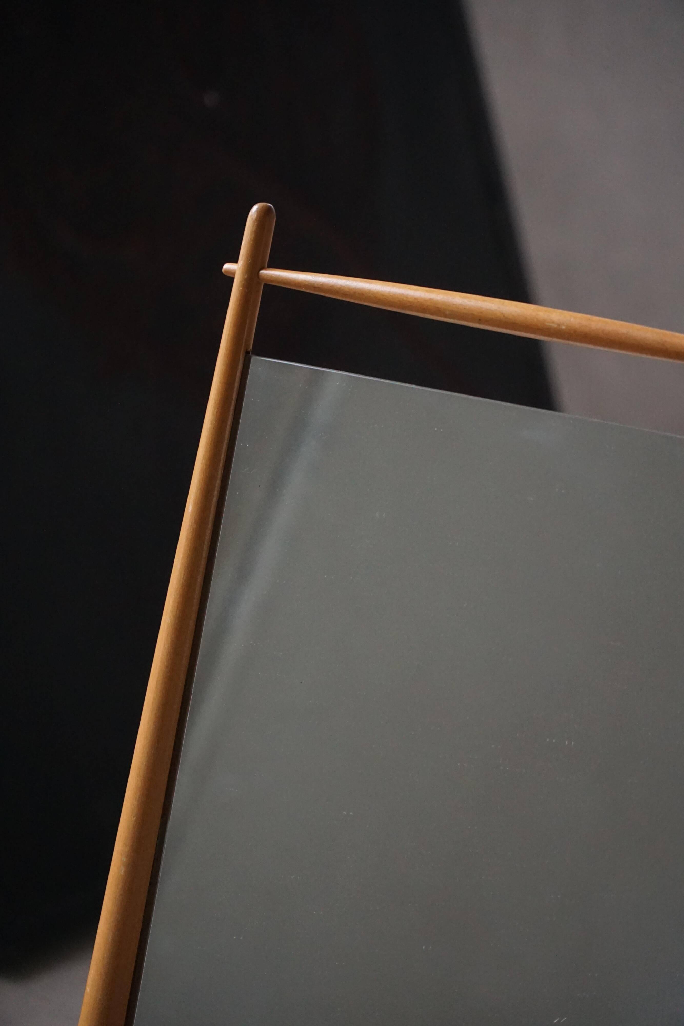 Mid-century Scandinavian floor mirror in wood, 1950–1960