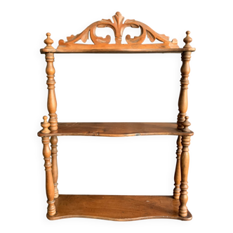 Wall shelf with pediment, in turned Napoleon III wood