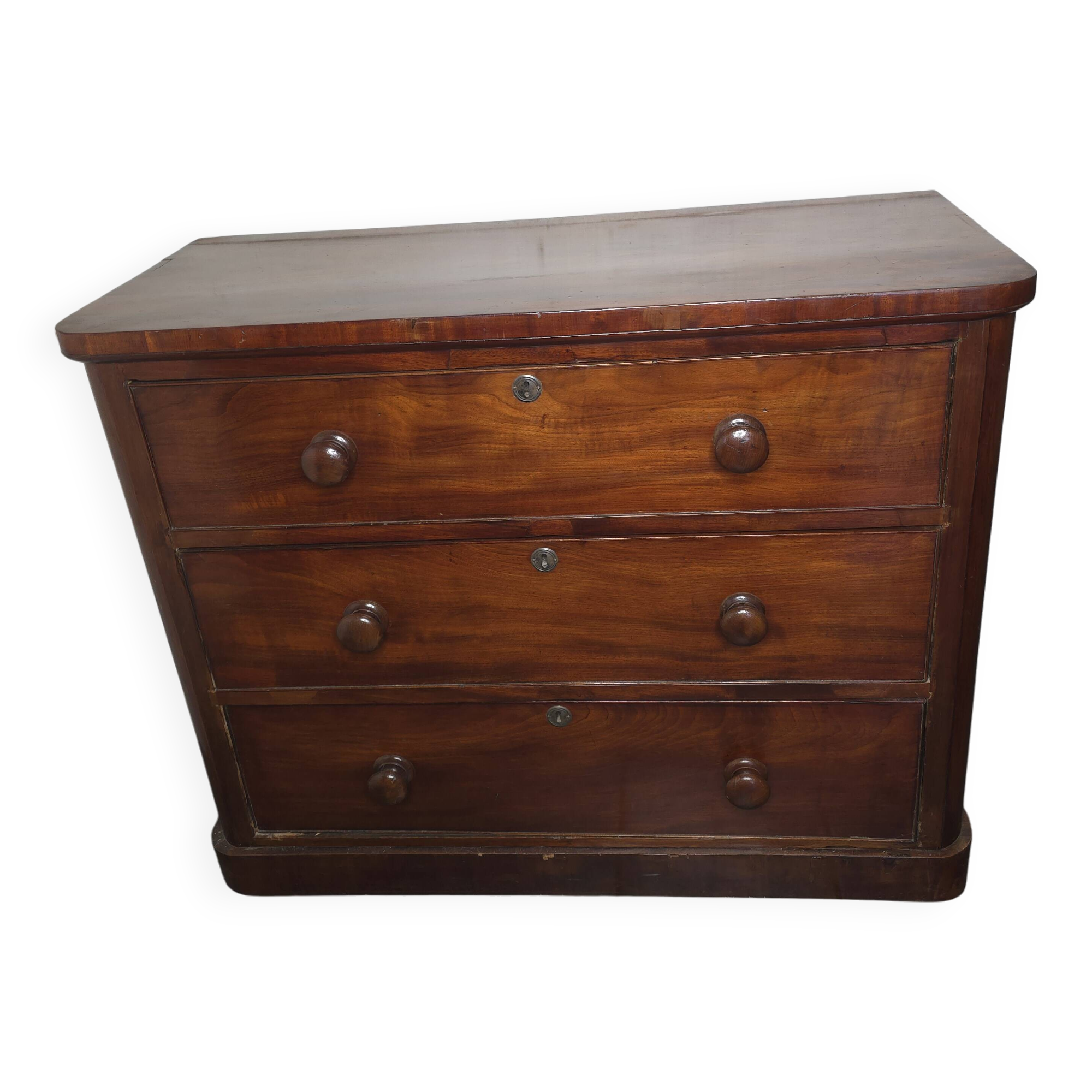 English style mahogany chest of drawers with 3 drawers