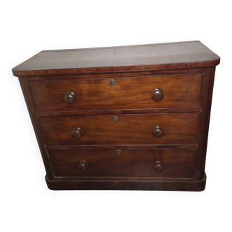 Commode style anglais en acajou avec 3 tiroirs