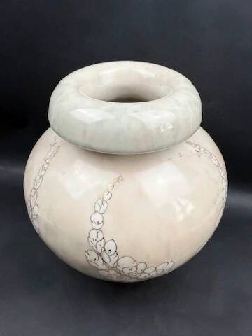 Tharaud Limoges vase with gilded floral decoration and enamelled porcelain – H 26 cm