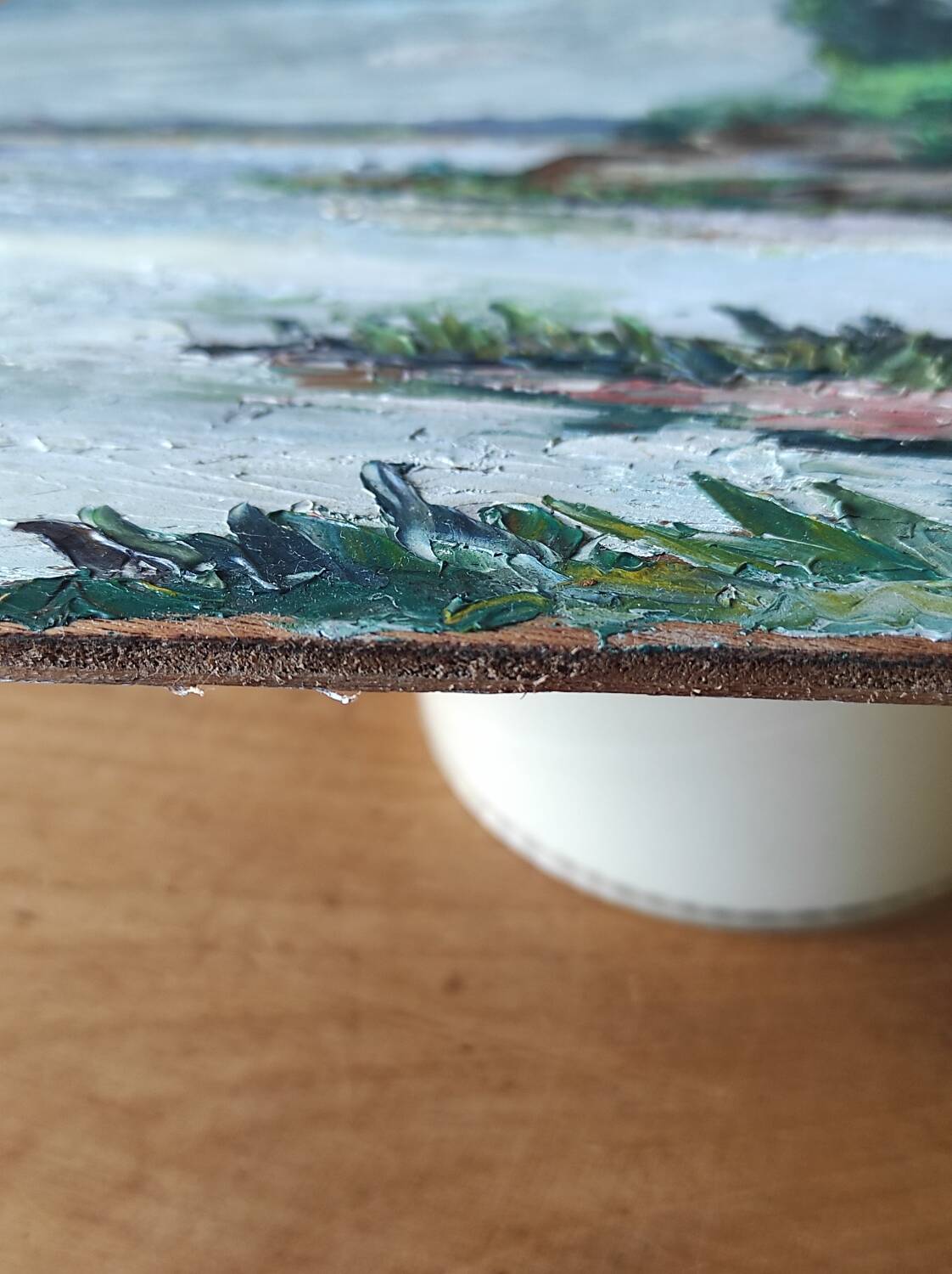 Riverside landscape painting (signed Chevalier)