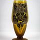 Art Deco vase in amber glass with acid-etched floral decoration – D'Argyl