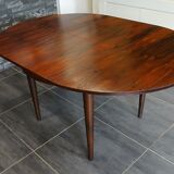 Scandinavian extendable round table in Rio rosewood, 1970s