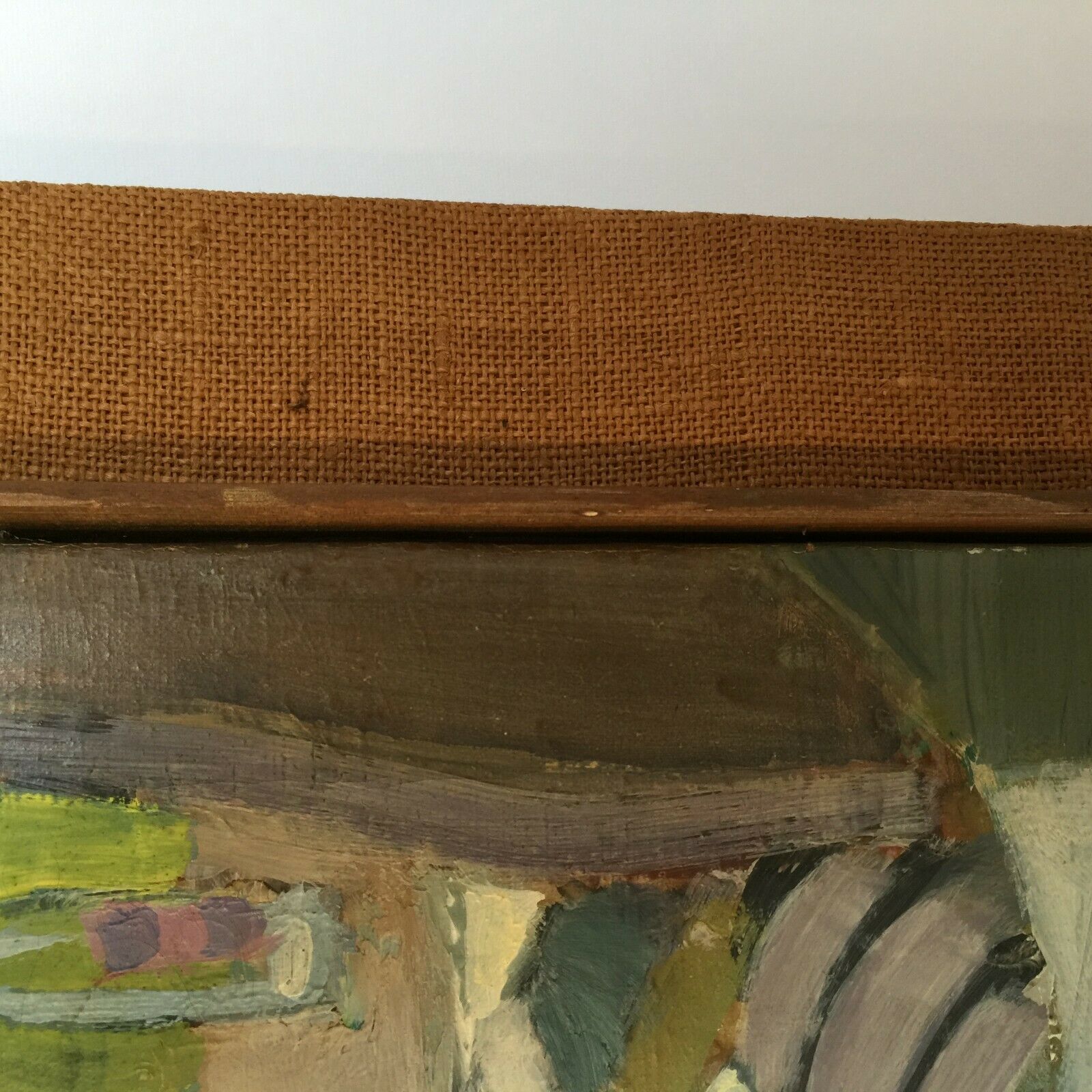 OIL ON CANVAS JEAN MAUFAY ABSTRACT COMPOSITION SCENE OF INTERIOR