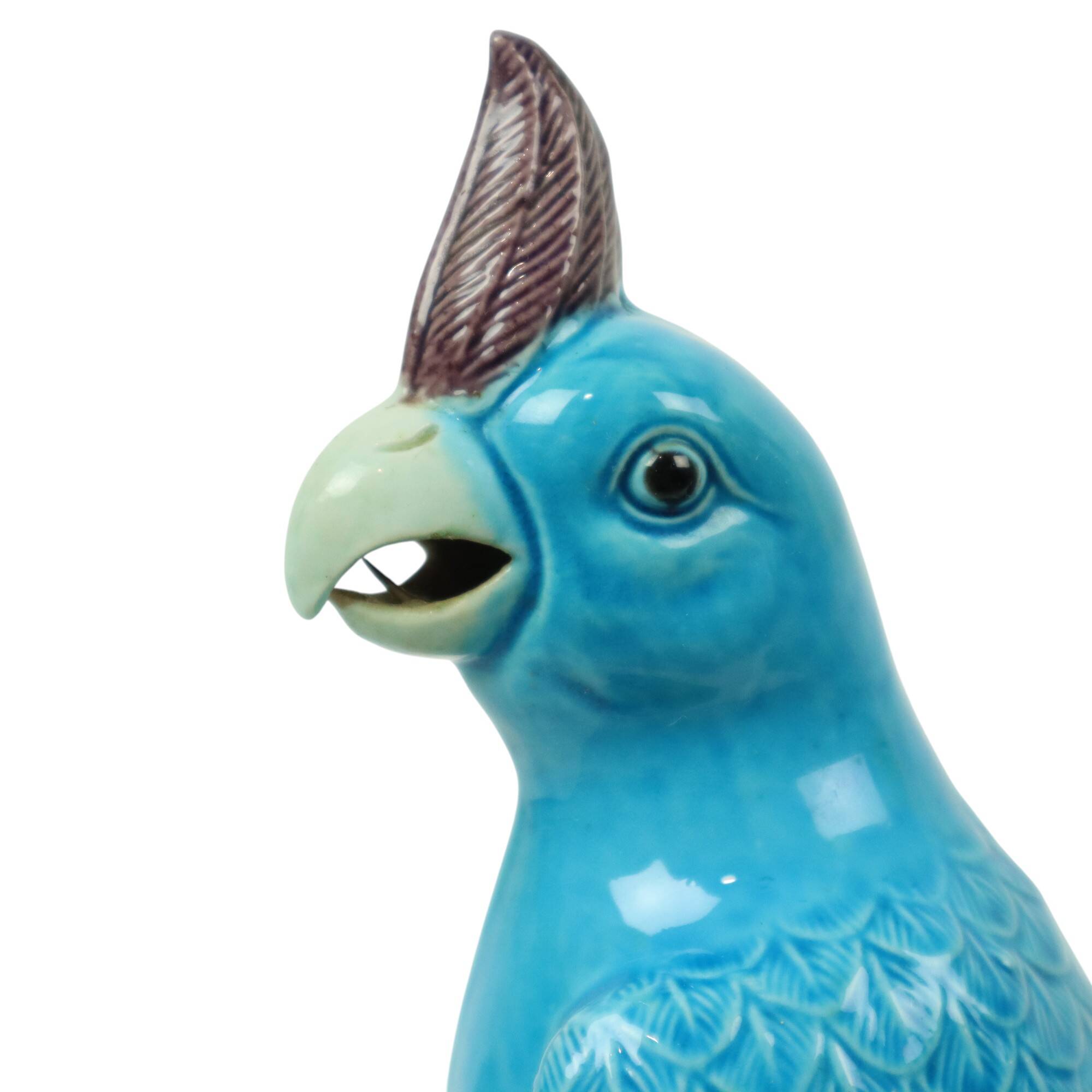 Pair of Turquoise Glazed Parrots Chinese Porcelain 30cm