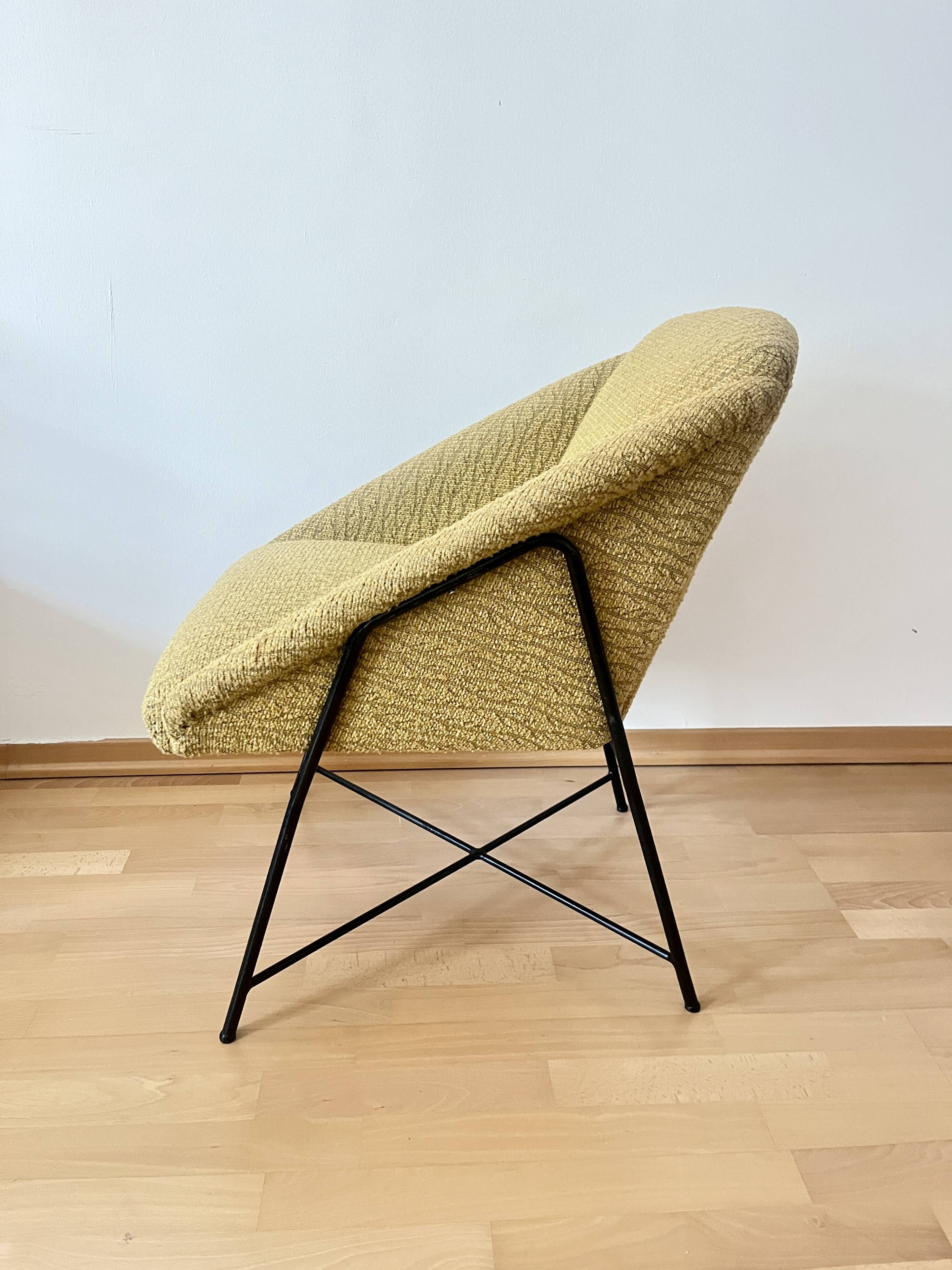 Mid Century Modern Lounge Chair 1950s Scandinavian Armchair Mustard Yellow