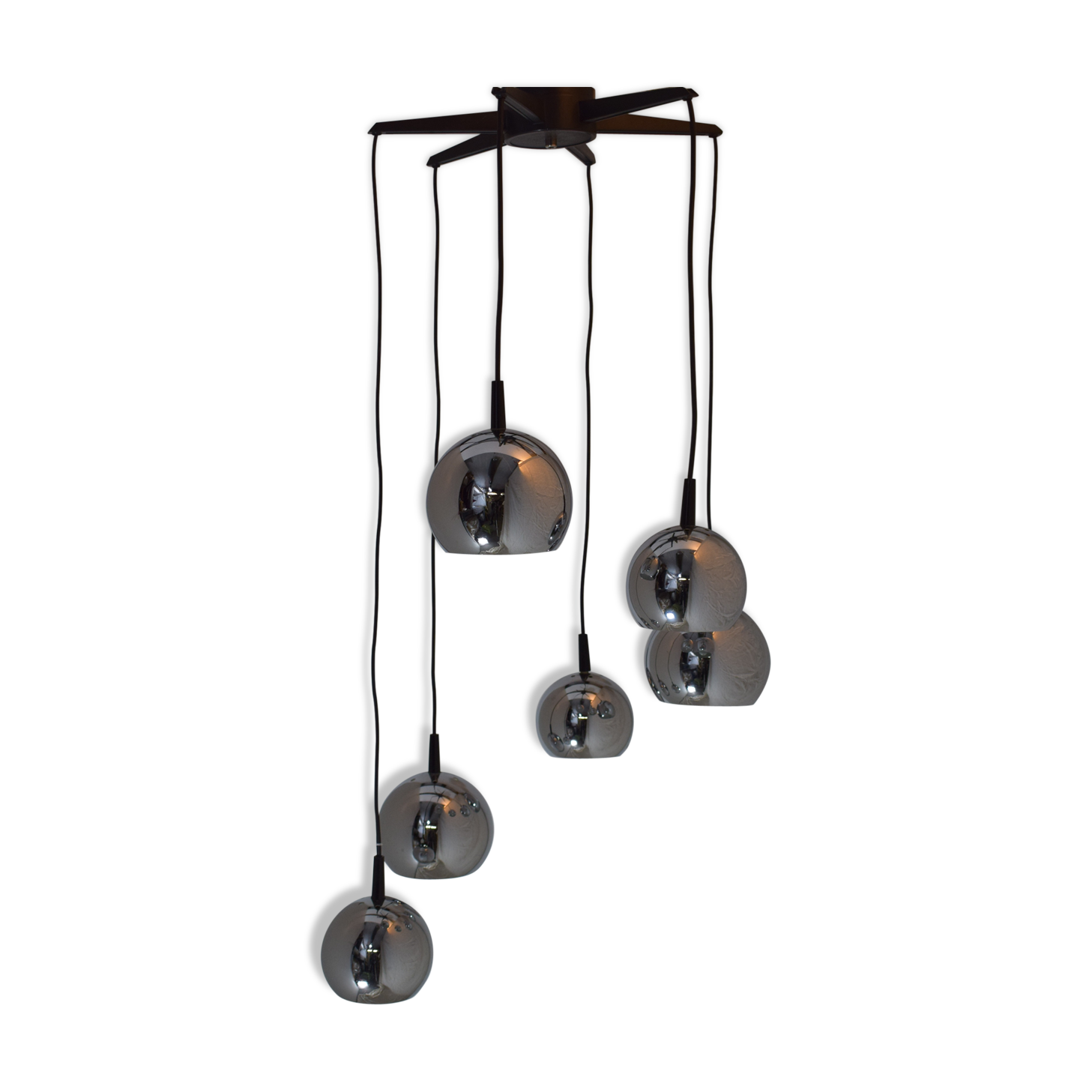 Lustre chromées cascade 6 suspensions  1970