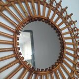 Vintage bamboo mirror 64cm