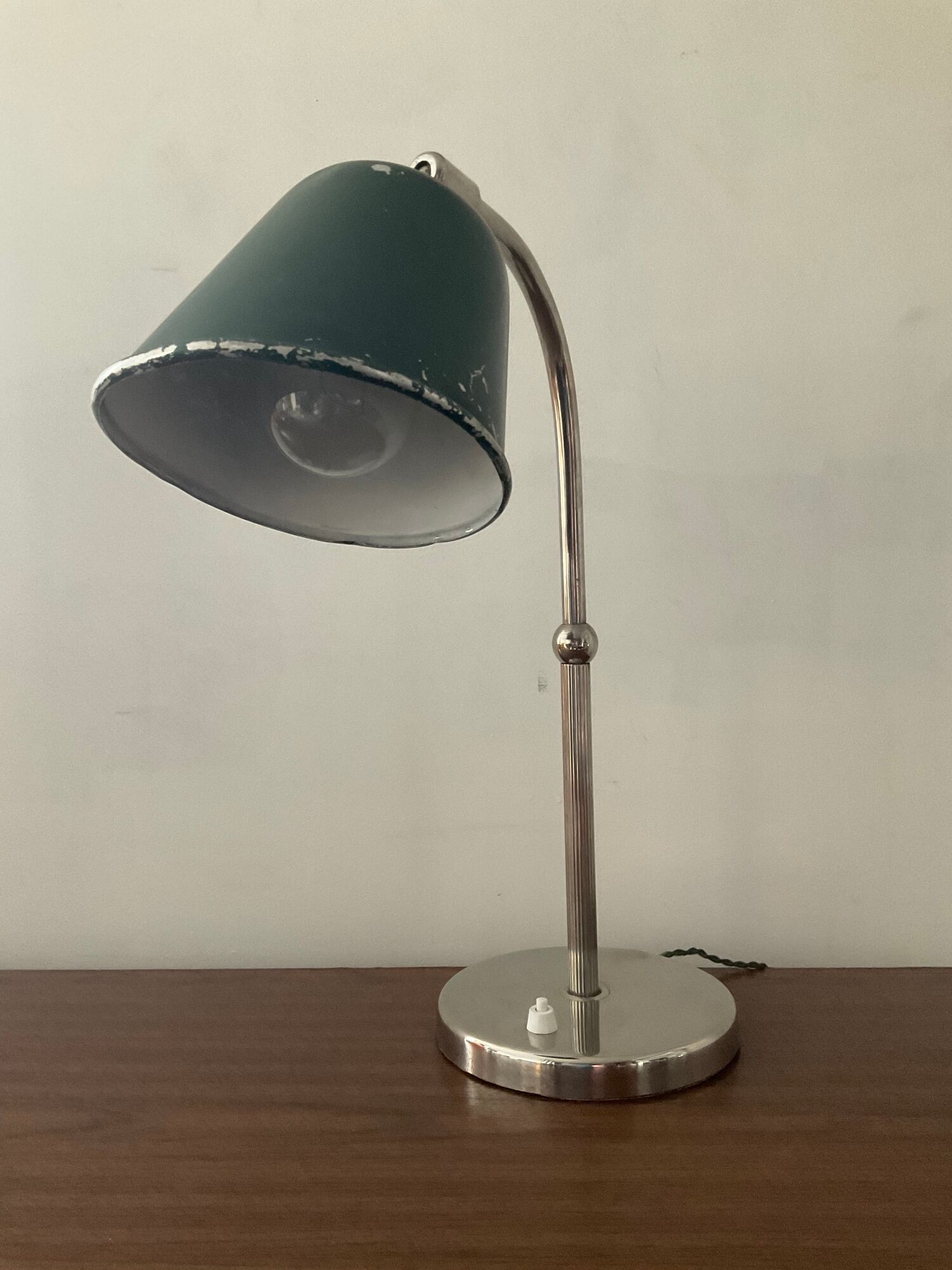 Lampe industrielle années 40-50 en laiton et aluminium