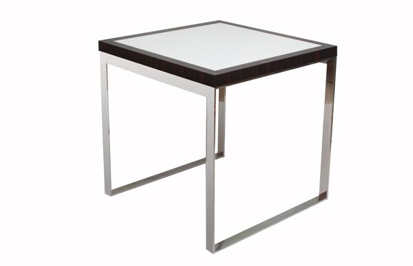 Table Cube en Bois de Rose Chromé 81 cm
