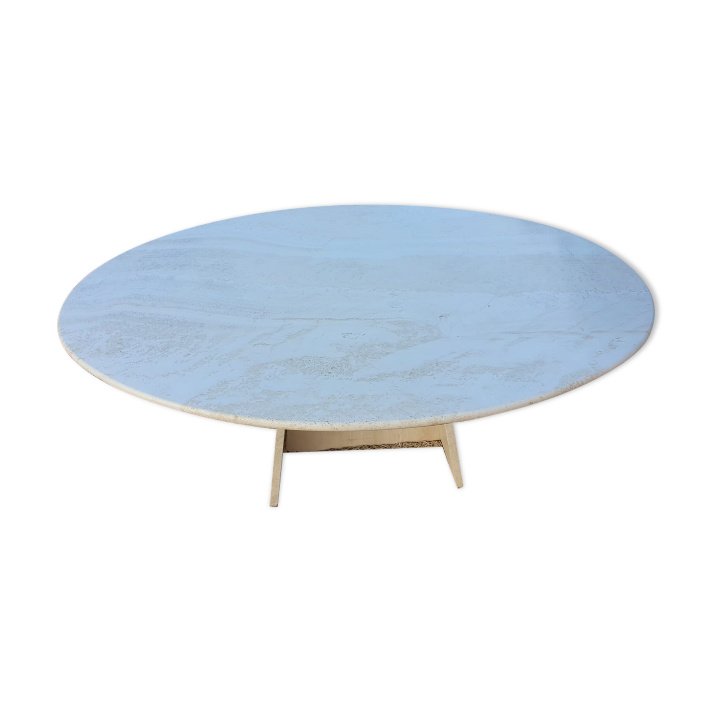 Oval travertine coffee table