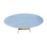 Oval travertine coffee table
