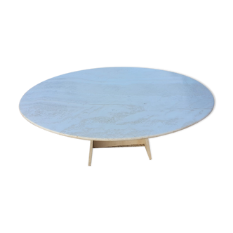 Oval travertine coffee table