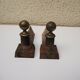 Old Neoclassical Cast Iron Andirons: Ball on Column