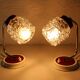 Pair of grape glass and metal bedside lamps