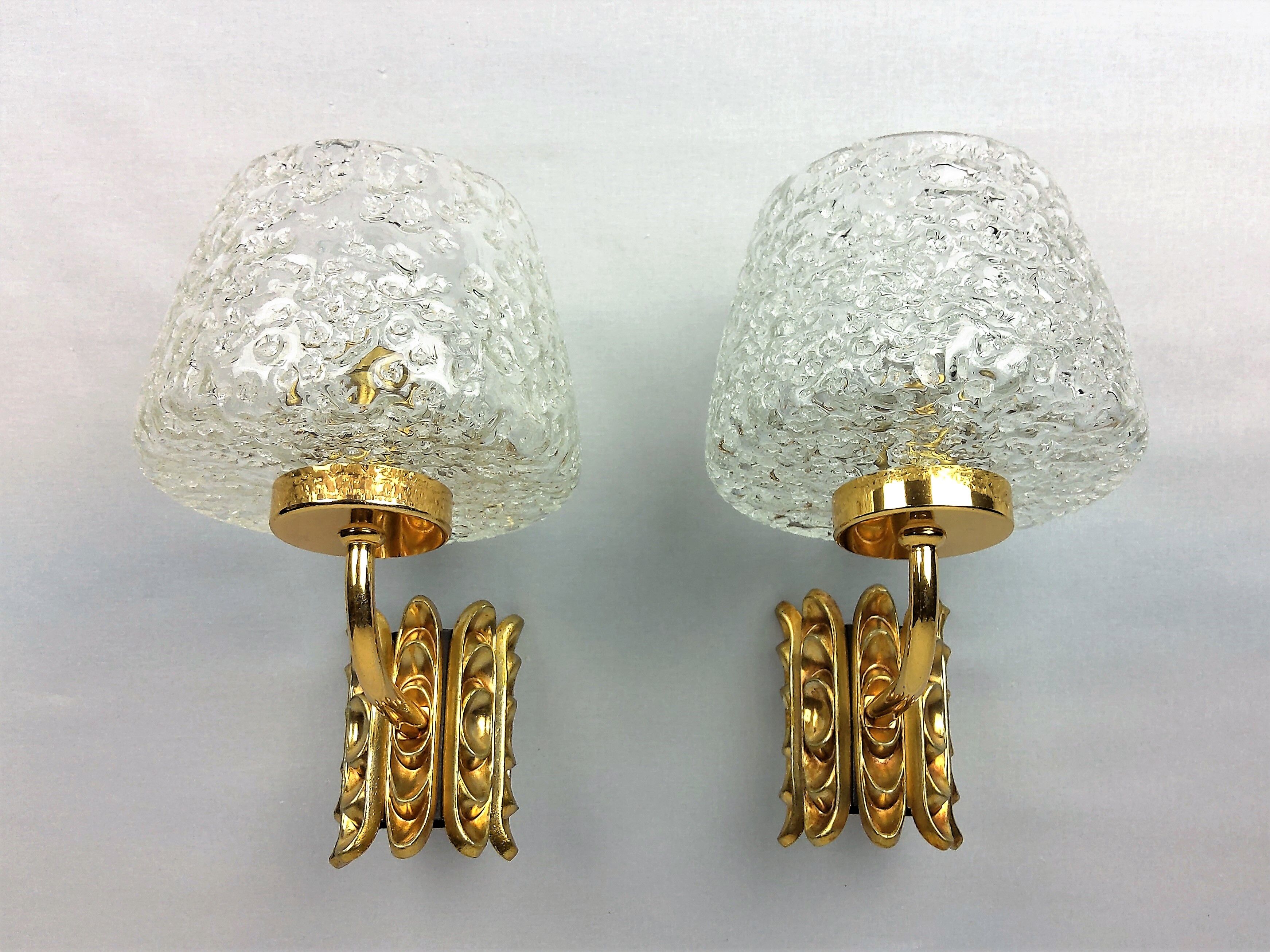 Vintage Murano and 1960 gold metal wall light