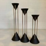 Trio of vintage black candlesticks
