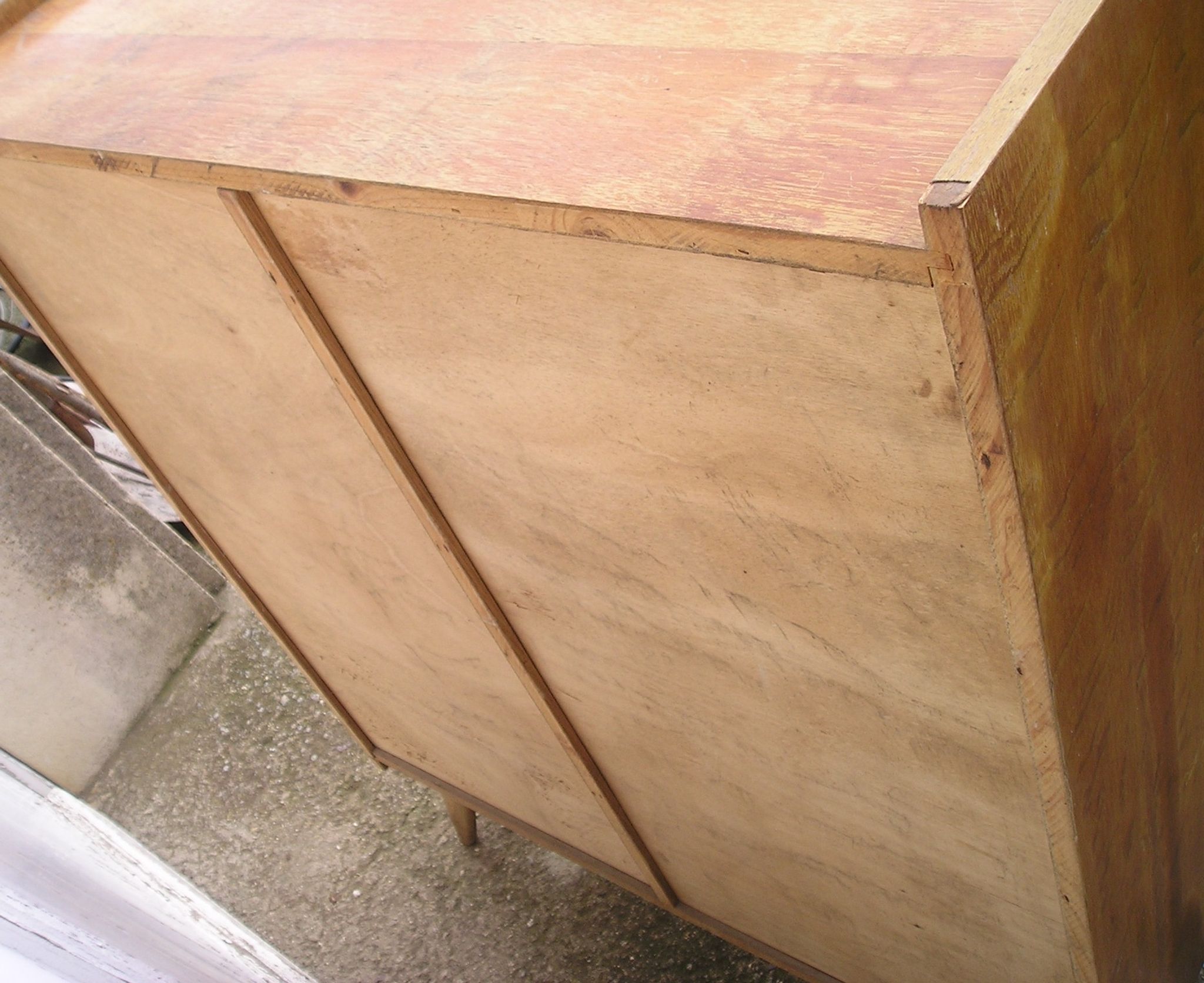 Chest of drawers with compass feet, 1 door and 6 drawers, 1960s