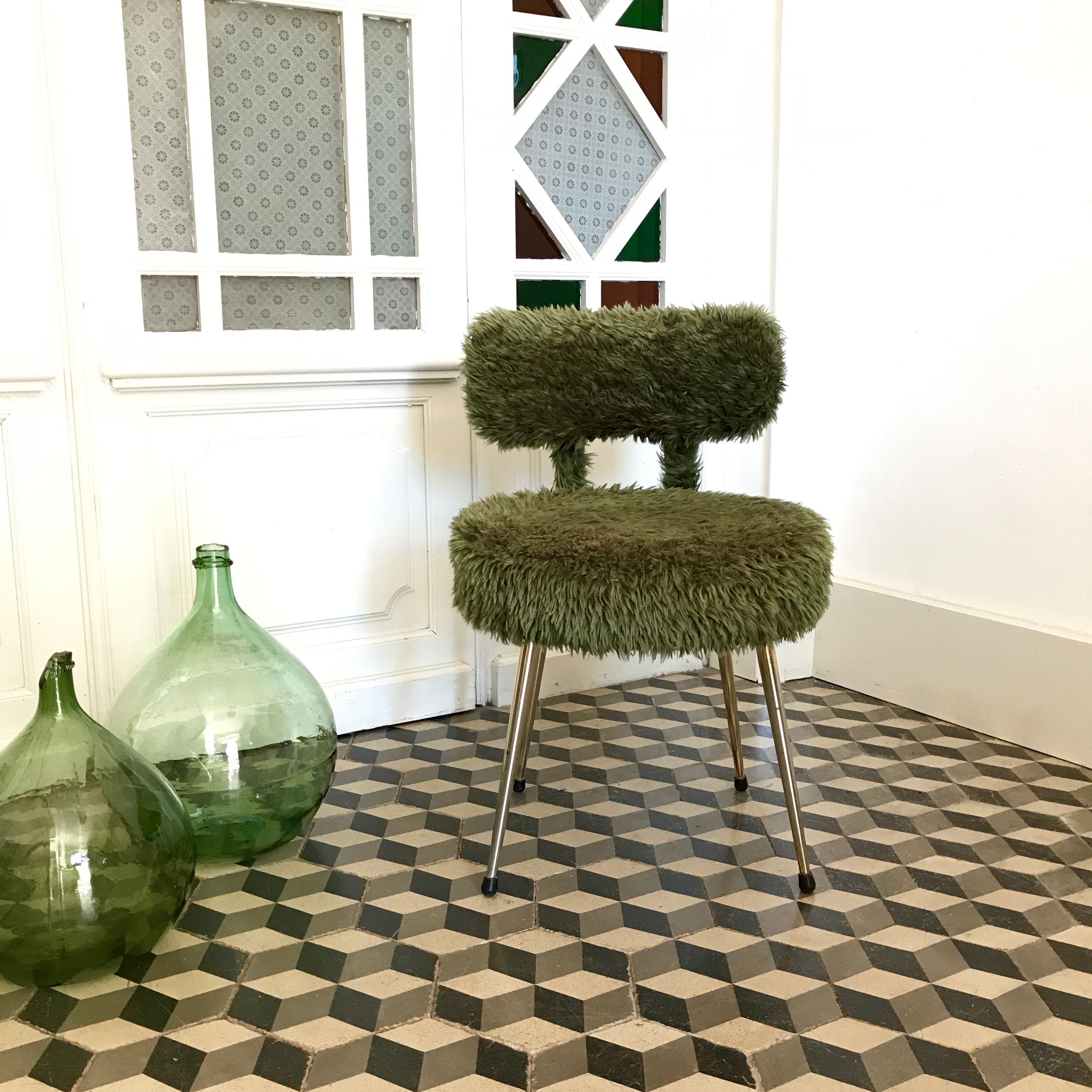 Chaise moumoute Pelfran verte