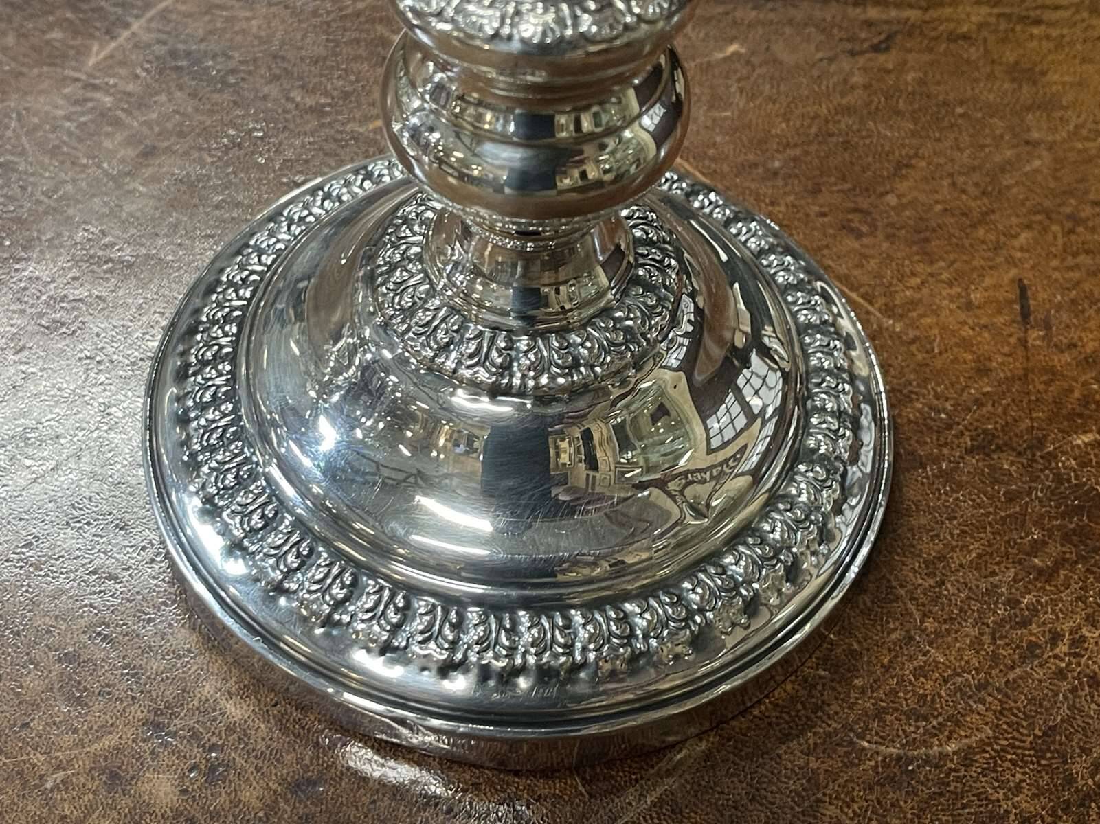 Pair of silver metal candlesticks - early 20th century