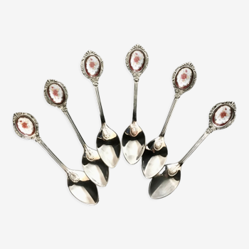 6 small spoons with porcelain medallion