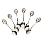 6 small spoons with porcelain medallion