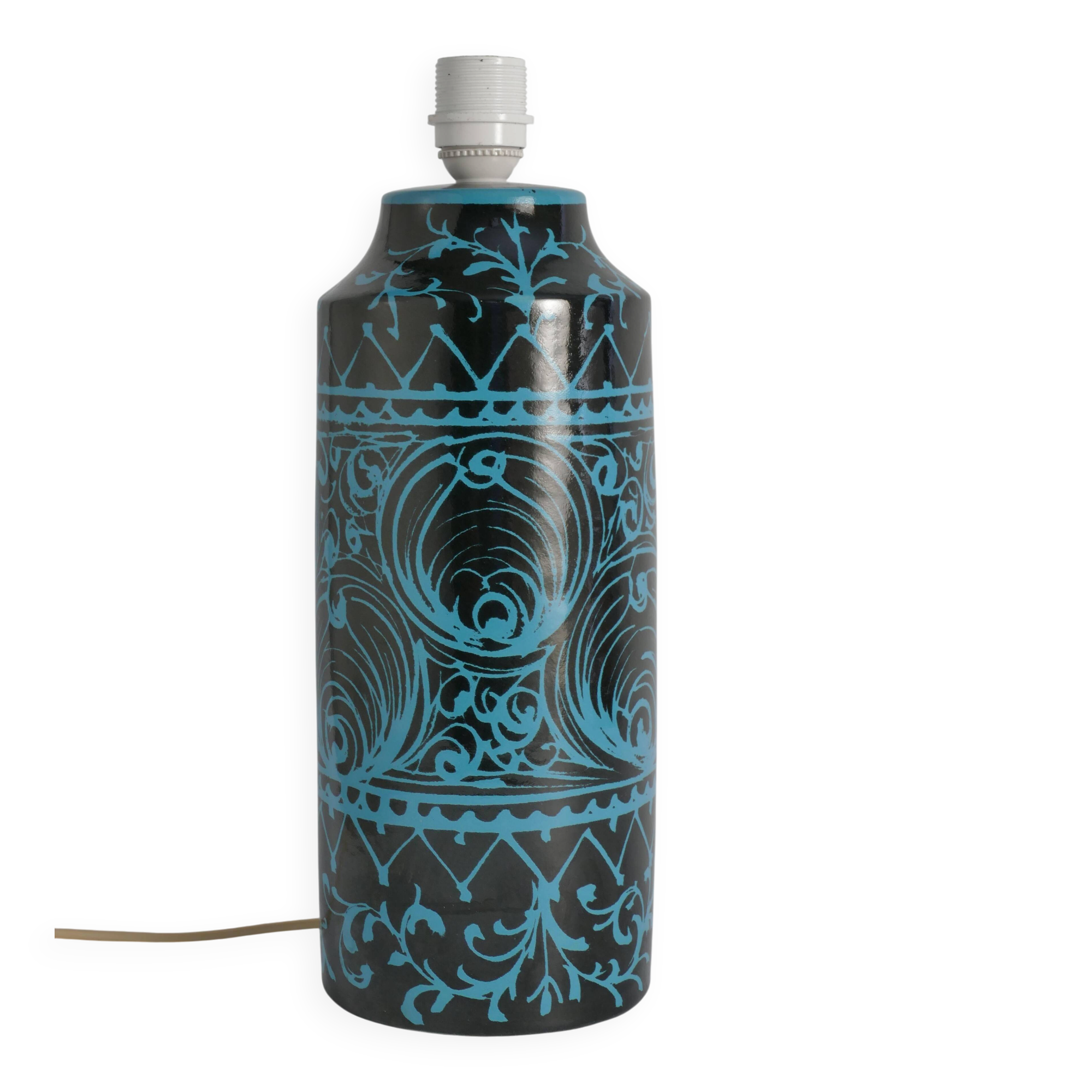 Black and Turquoise Ceramic Table Lamp by Avino Bagni, Italy, 1960s