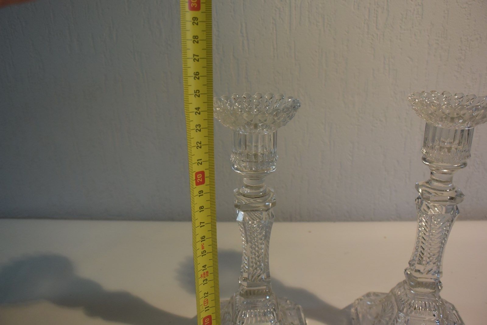 Pair of candlesticks semin worked crystal glass