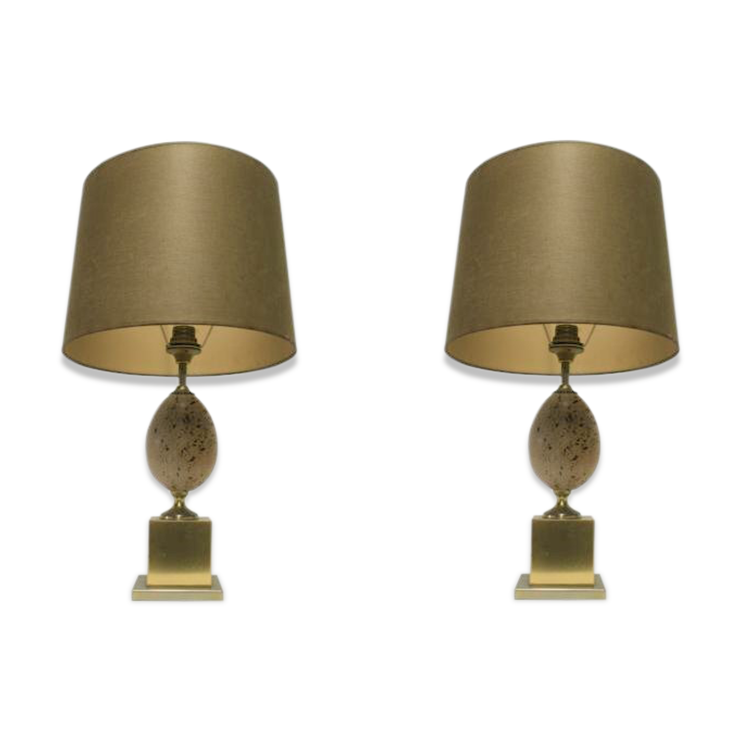 Pair of ostrich egg table lamps, 1960