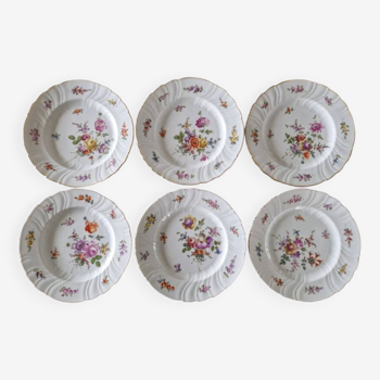 Porcelaine de Saxe, Allemagne - Série de 6 assiettes à desserts - XXème siècle