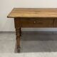 Antique natural wood farm table with 3 drawers
