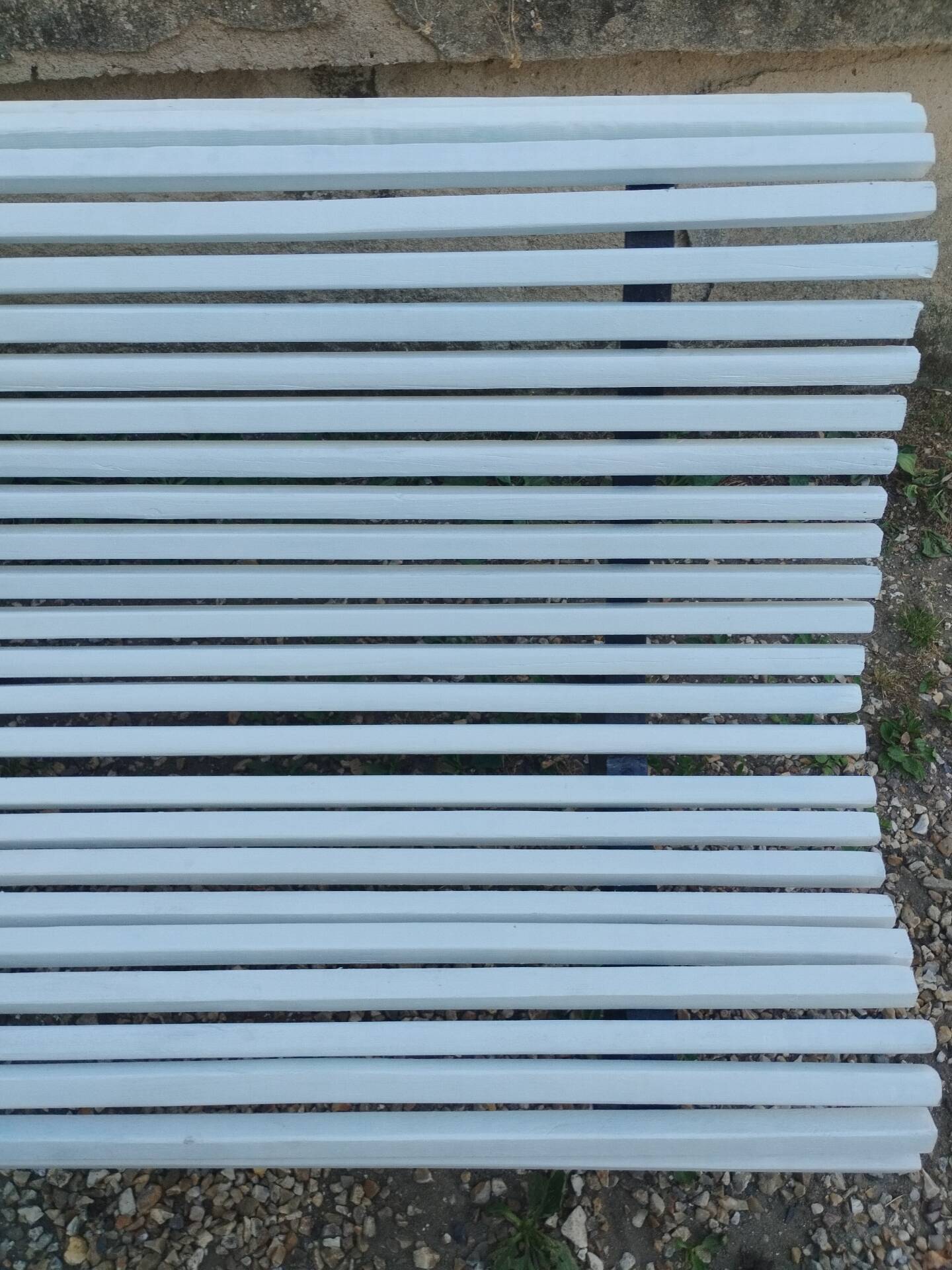 Antique garden bench with cast iron legs