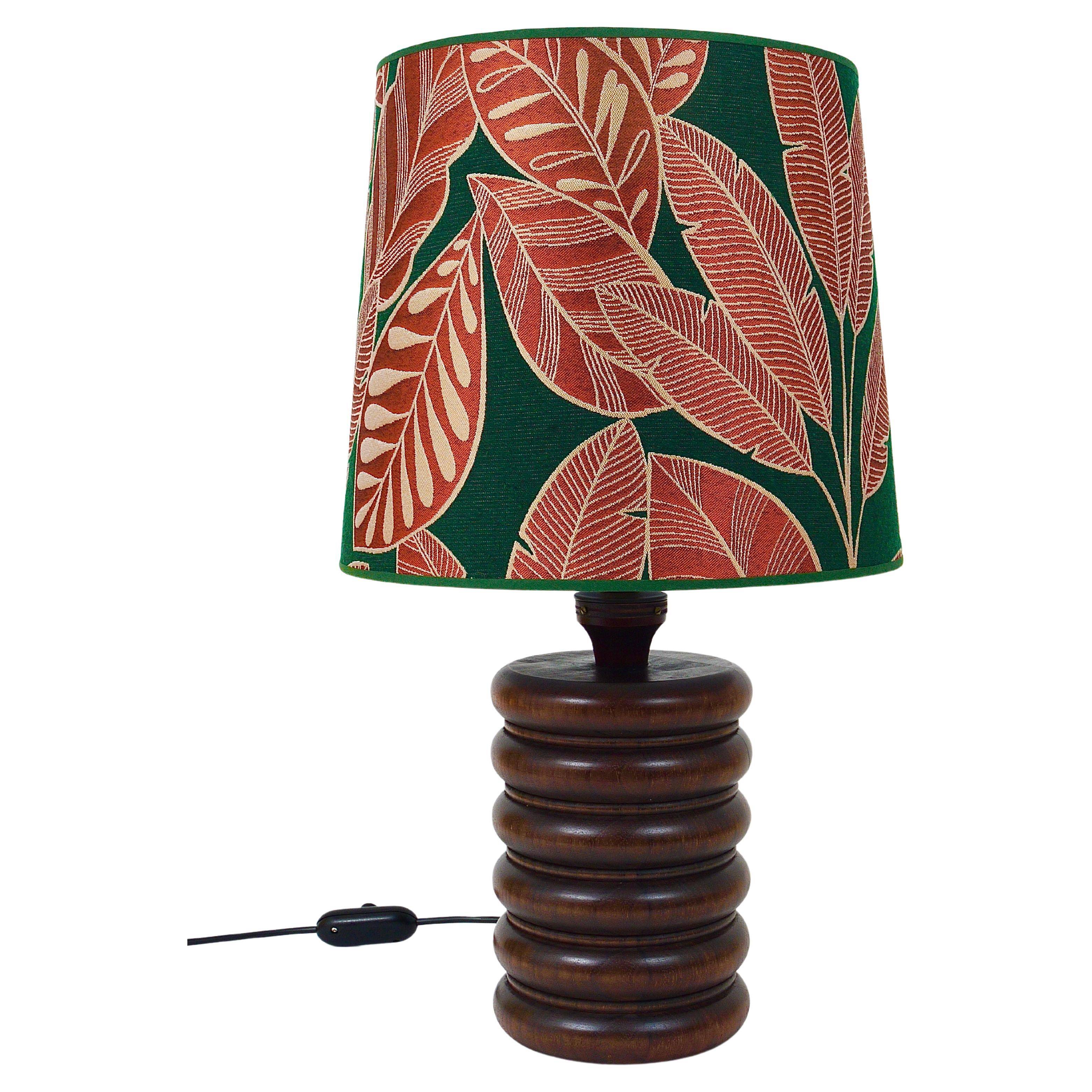 Mid-century table or accent lamp, turned wooden base, Sweden, 1970s